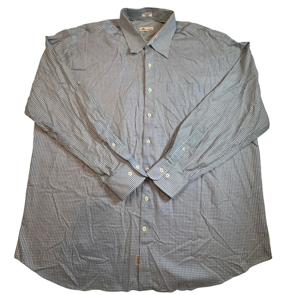 Peter Millar Men's XXL Checkered Dress Shirt Long Sleeve Button Up 100% Cotton